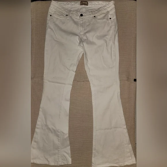 Paige Petite Premium Denim Women's White Flared Jeans EUC Cotton Retro Sz 30 - Picture 3 of 7